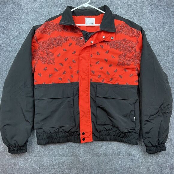 EPTM The Perfect Example Coat Mens Extra Large Black Red Paisley Western - Picture 1 of 6